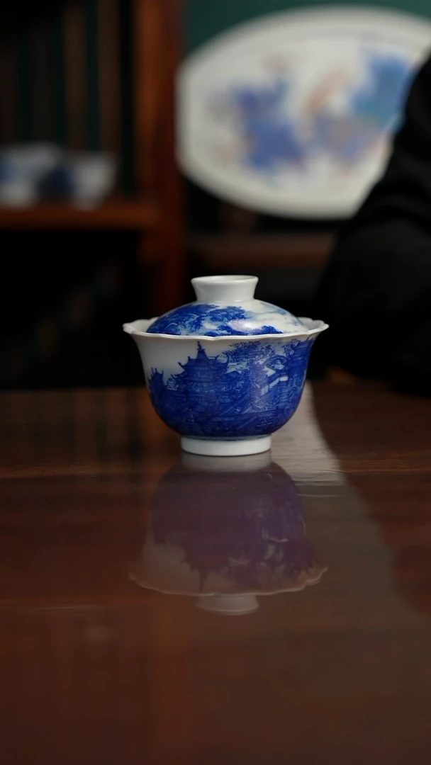 自成堂柴窑 楼阁云雾图