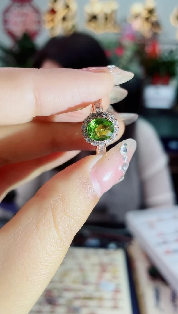 【闪购商品】碧玺戒指银S925镶嵌戒指