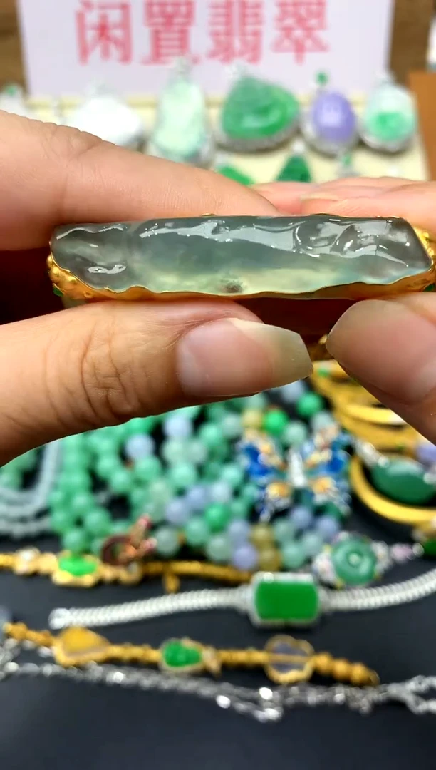 翡翠手镯18K金镶嵌556-中国好珍宝