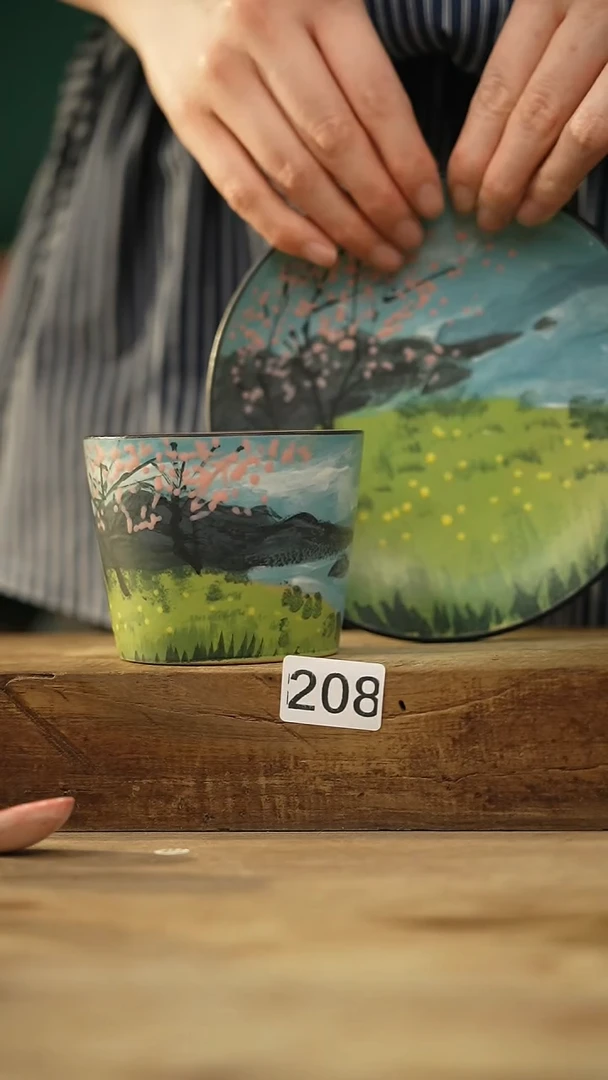 瓷片设计师手作款 手绘油画风卡通系列 秋与歌