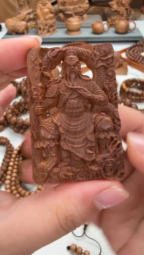 吊坠檀香木关公牌子 印度老山檀香