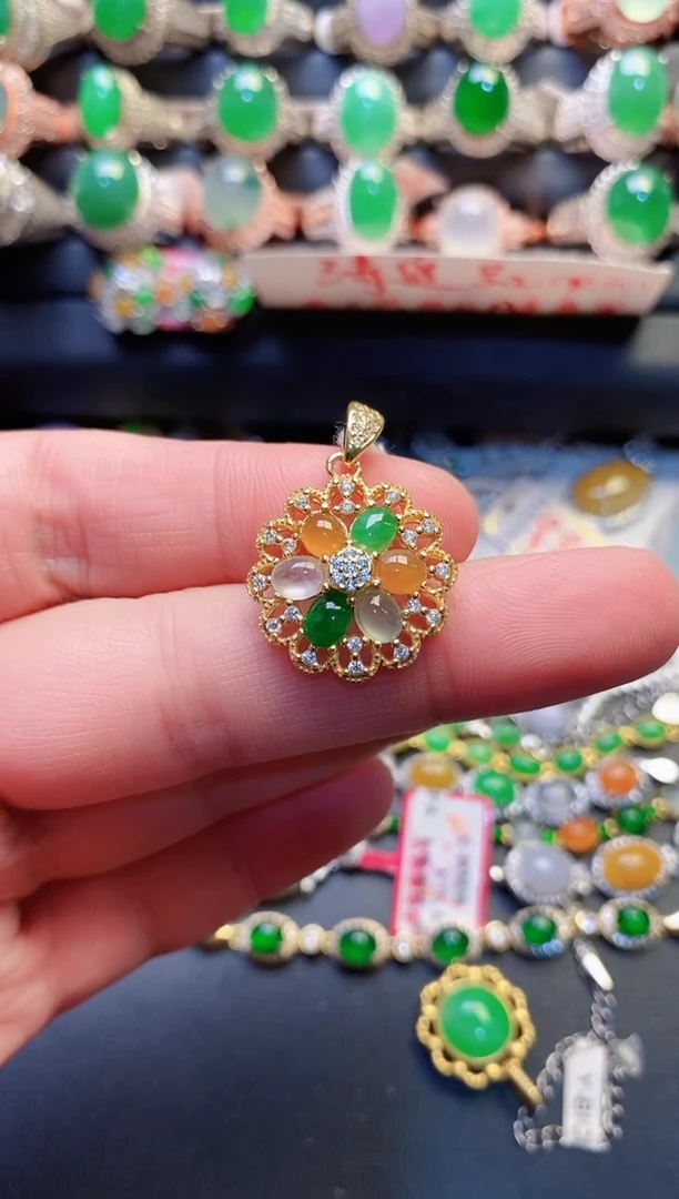 银S925镶嵌戒指翡翠天然