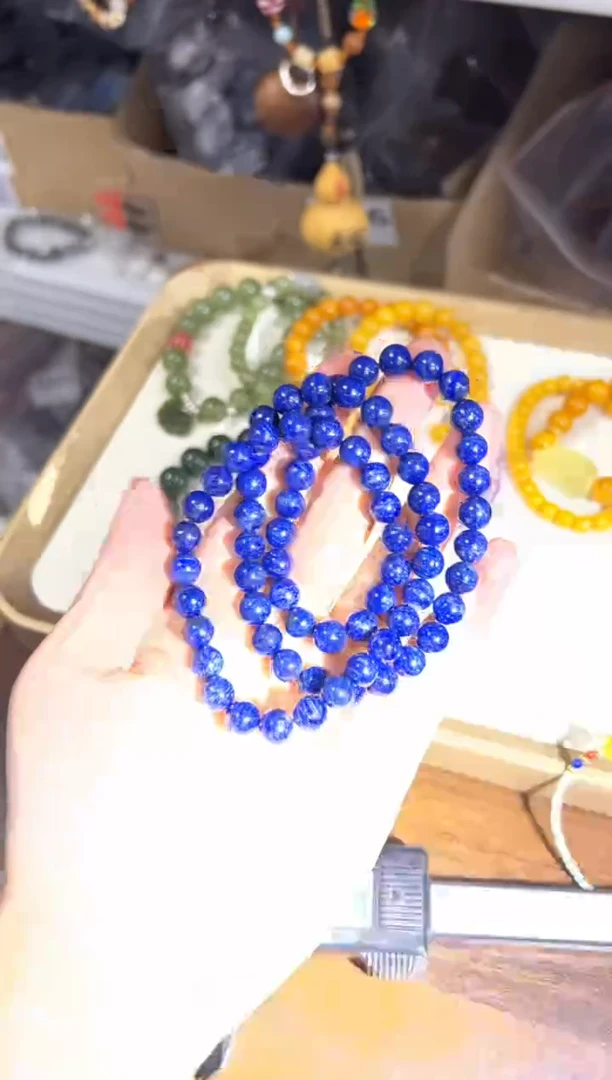 未镶嵌青金石手链青金石素圈圆珠多圈手链[1217]