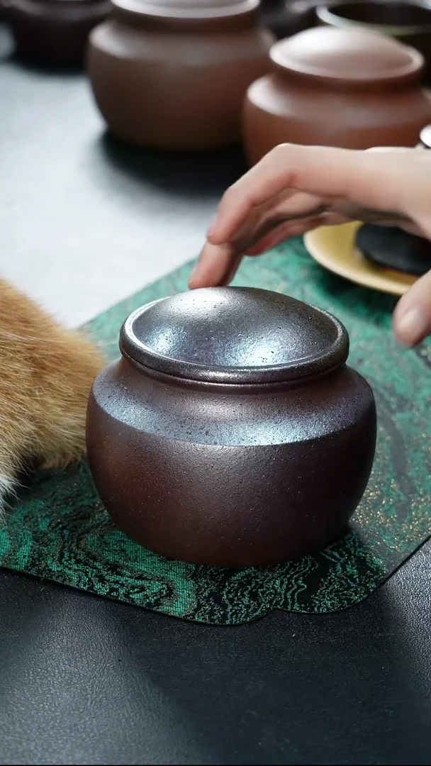 茶壶紫砂柴烧茶叶罐