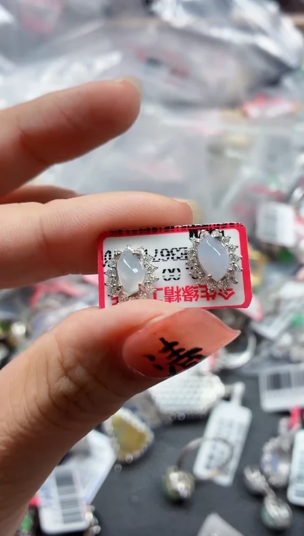 银S925镶嵌戒指翡翠天然A货缅甸翡翠