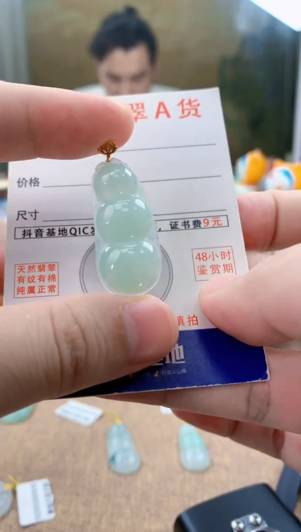 颈饰18K金镶嵌翡翠天然A货翡翠挂件