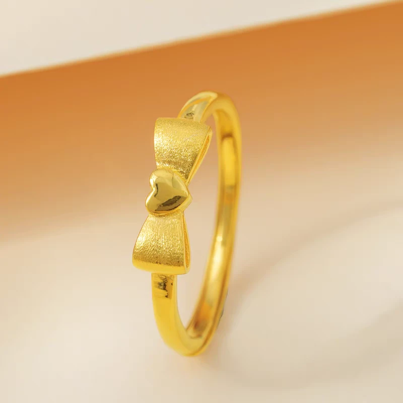 铜合金戒指 铜合金戒指 心形蝴蝶结戒指百搭甜美气质不褪色可爱