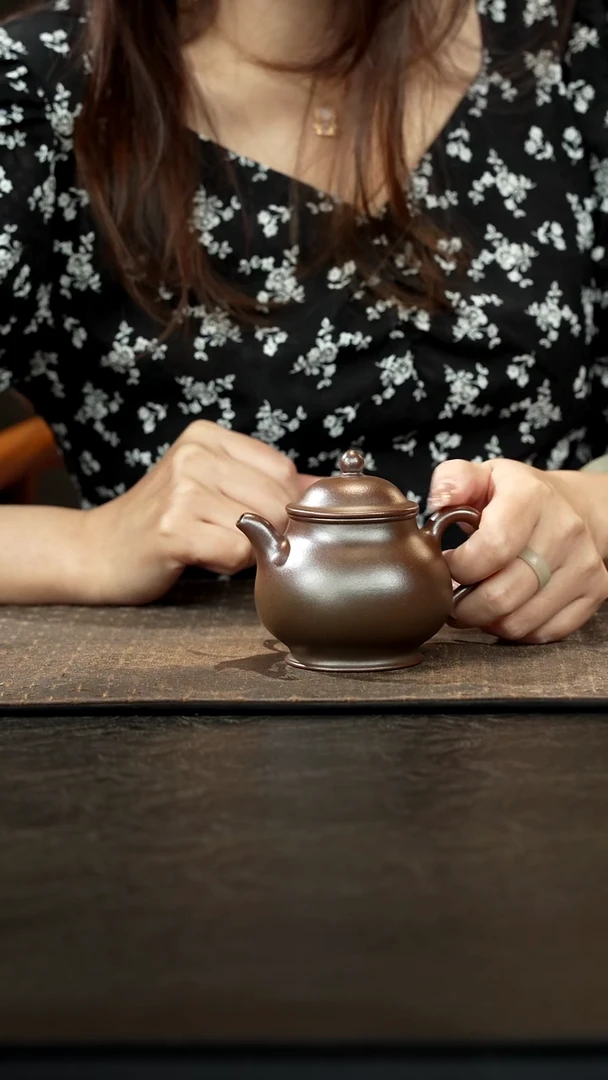 茶壶紫砂柴烧老紫泥潘壶170cc
