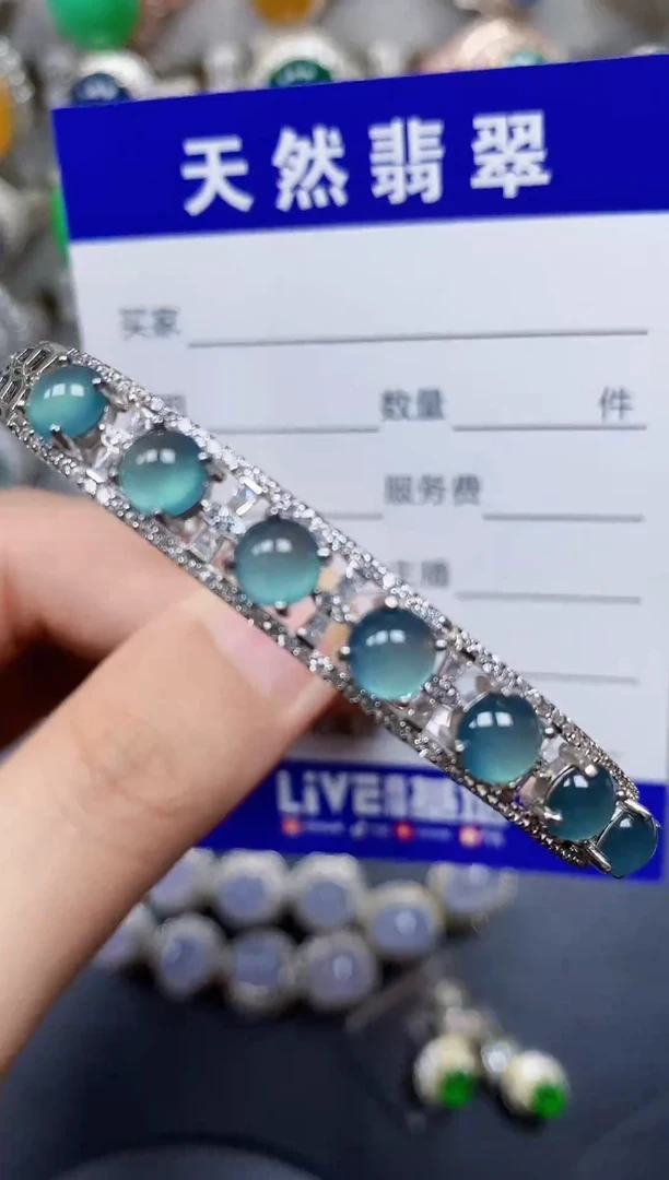 银S925镶嵌手镯翡翠172