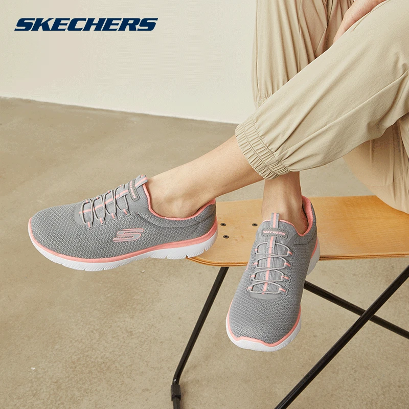 Skechers斯凯奇女鞋一脚蹬懒人鞋户外跑步运动鞋舒适百搭网面休闲