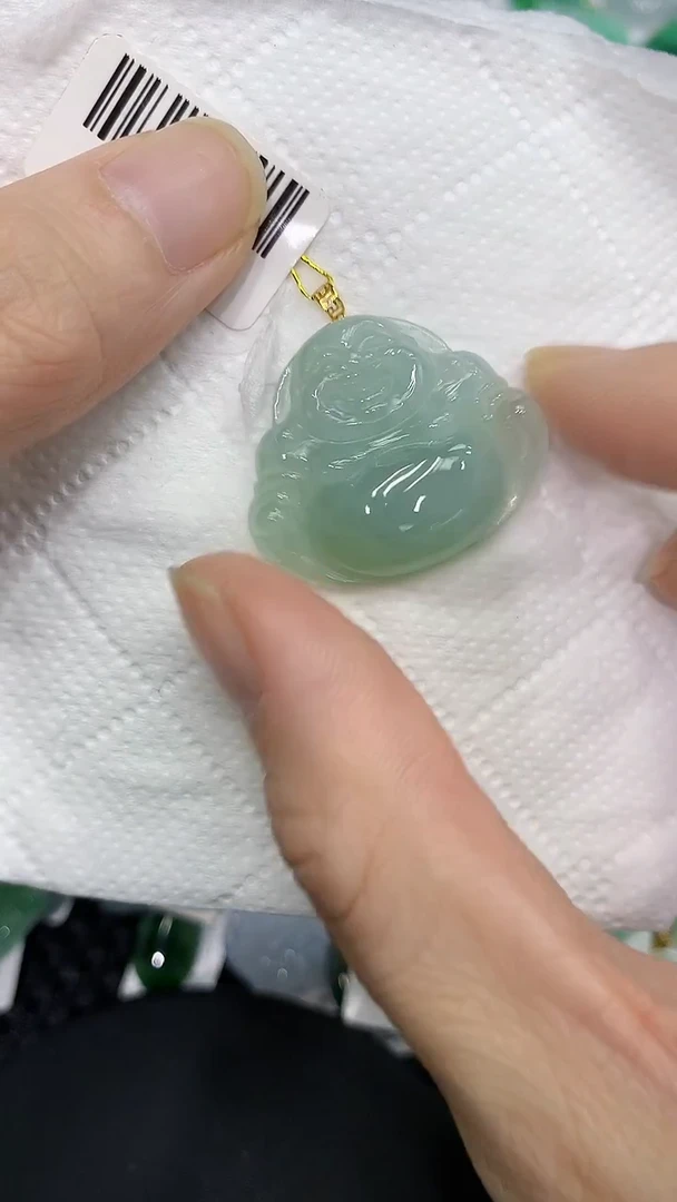 颈饰18K金镶嵌翡翠a货百元以下同包裹多件发出的只收取一单运费