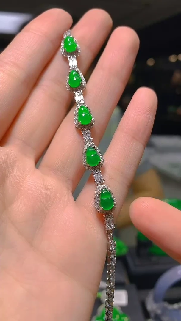 银S925镶嵌手链翡翠034（多样性发其一）