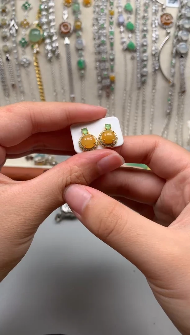 银S925镶嵌戒指翡翠耳饰11