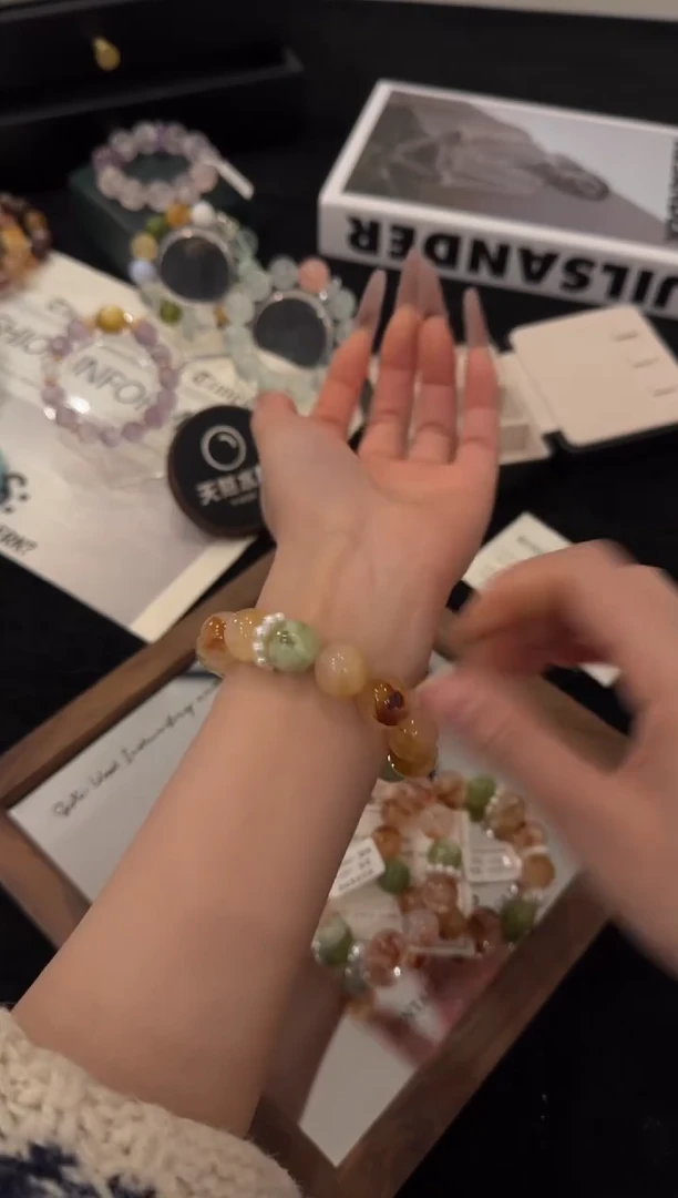 未镶嵌手链水晶粉胶花x3260