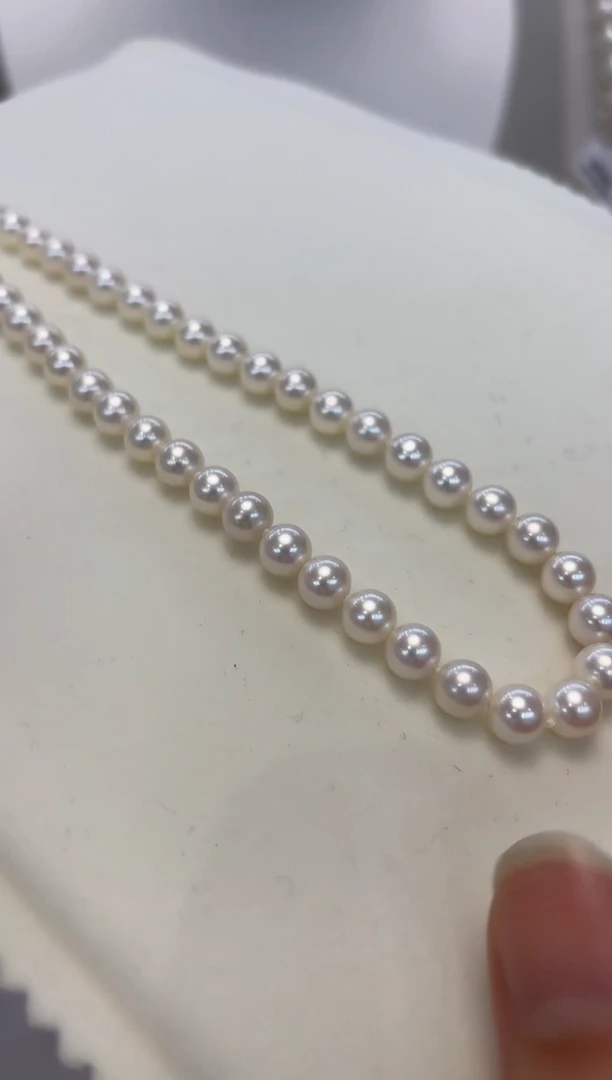 【闪购商品】淡水珍珠颈饰银S925镶嵌6.5-7.5mm无核白珠项链