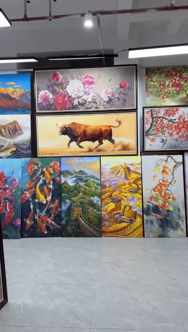 油画老****0张俊龙原创油画牛气冲天办公会议室背景版画装饰挂画