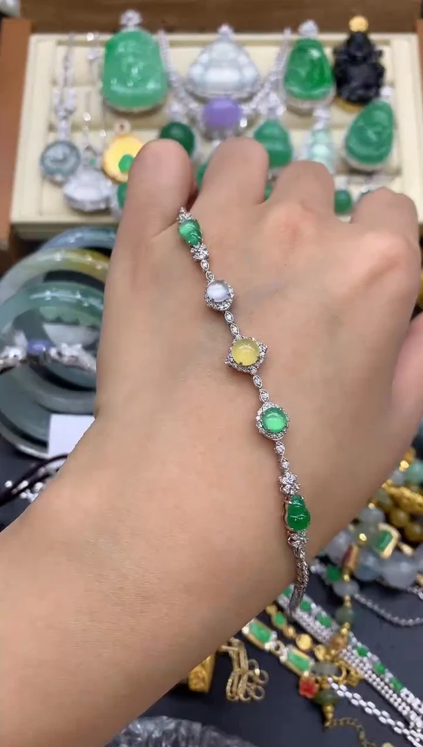 18K金镶嵌手链翡翠501-中国好珍宝