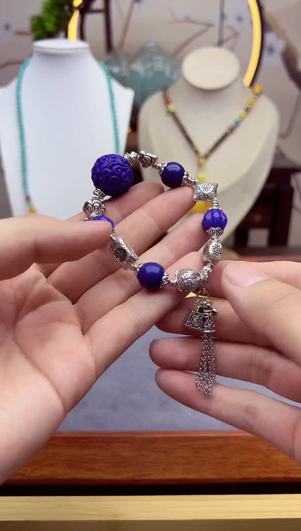 【闪购商品】青金石手链银S925镶嵌s292```````