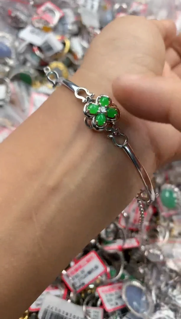 银S925镶嵌戒指翡翠444             8