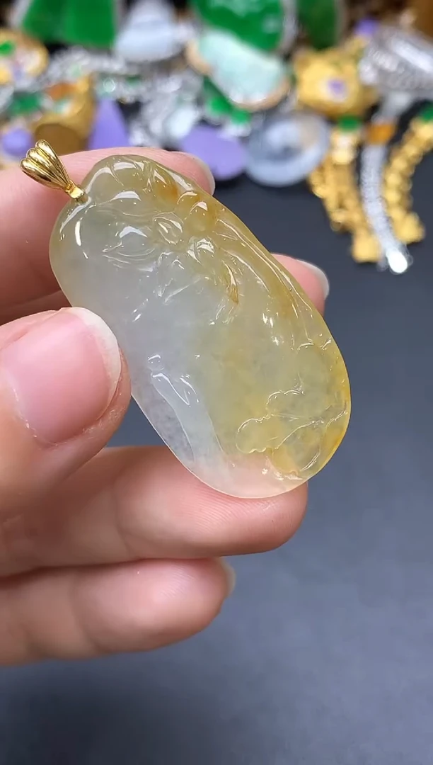 颈饰18K金镶嵌翡翠177-中国好珍宝