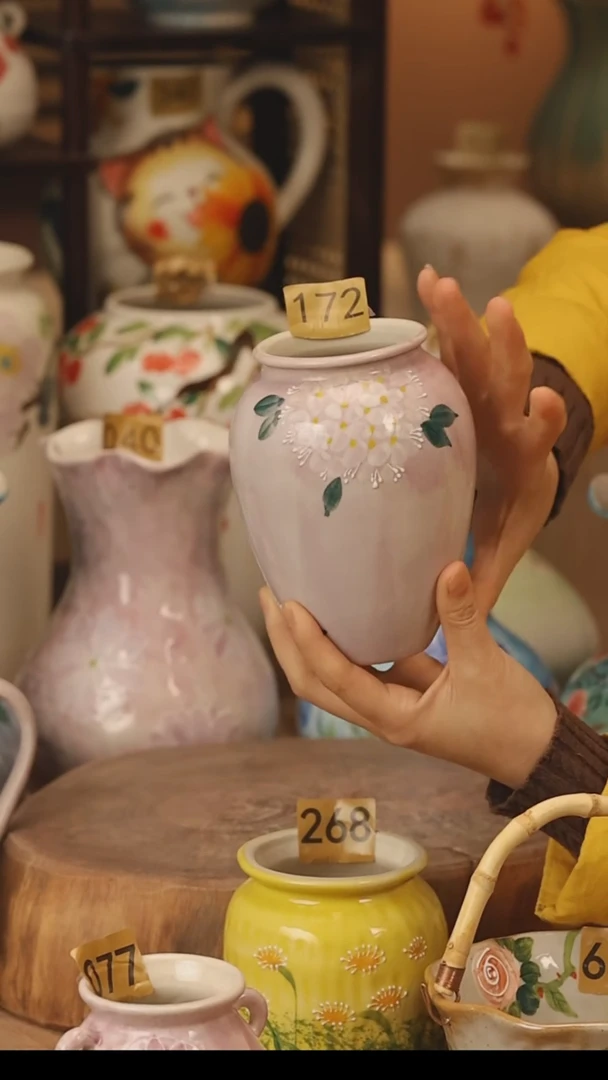 陶瓷景德镇设计师手作花器摆件侘寂风@M172@