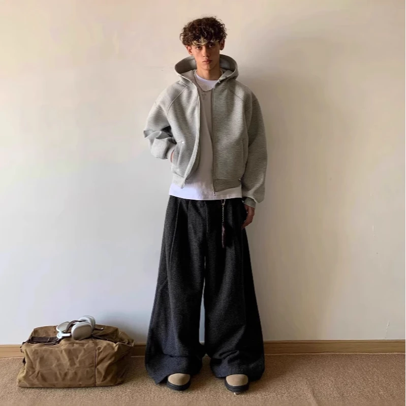 sawp美式复古boxy重磅480G拉链开衫卫衣冬季休闲男士加厚连帽卫衣