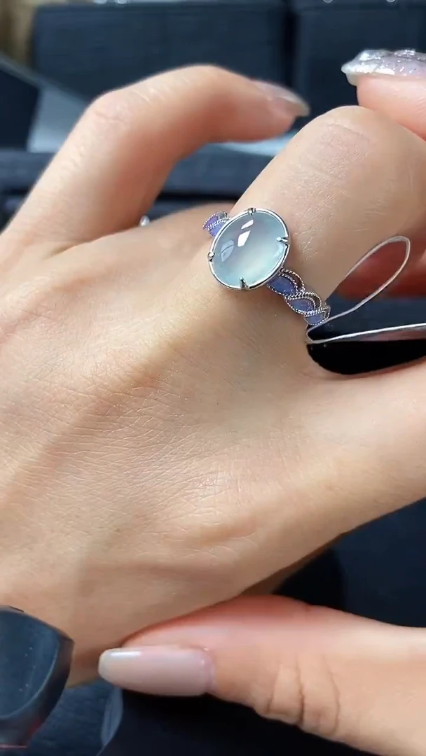 银S925镶嵌戒指翡翠大****️7290