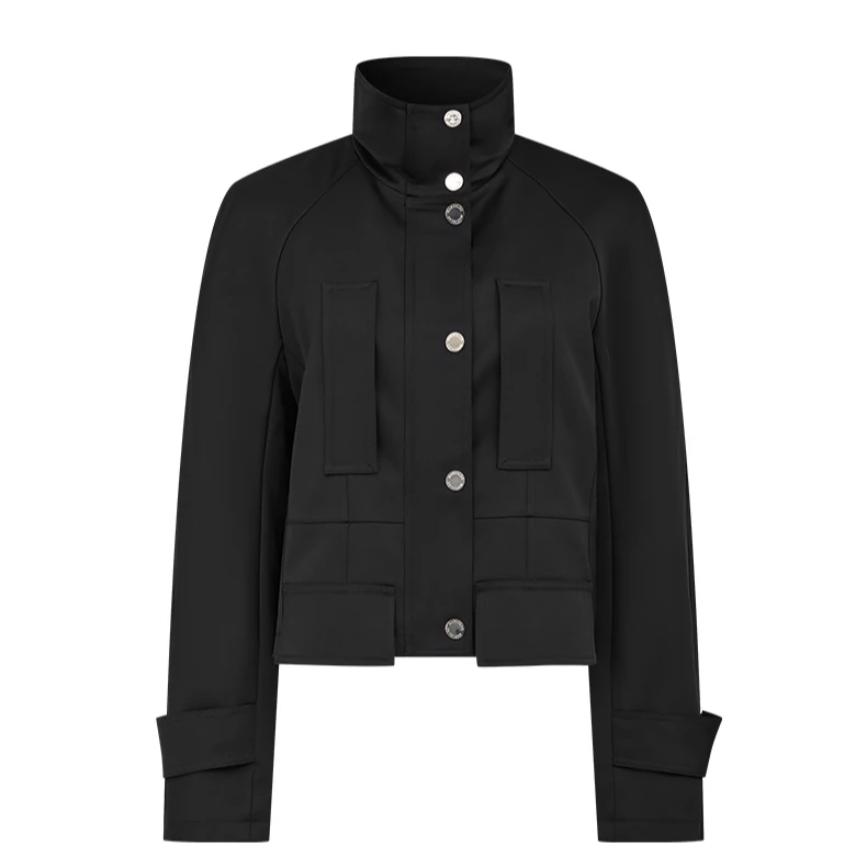 【羊羊专属】曼德诗醋酸风衣纯色立领设计感短款外套M424308059