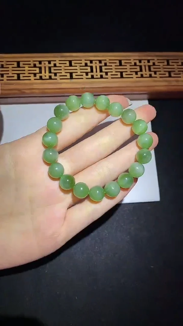 【闪购商品】和田玉（碧玉）手串未镶嵌10MM猫眼手串（微瑕）