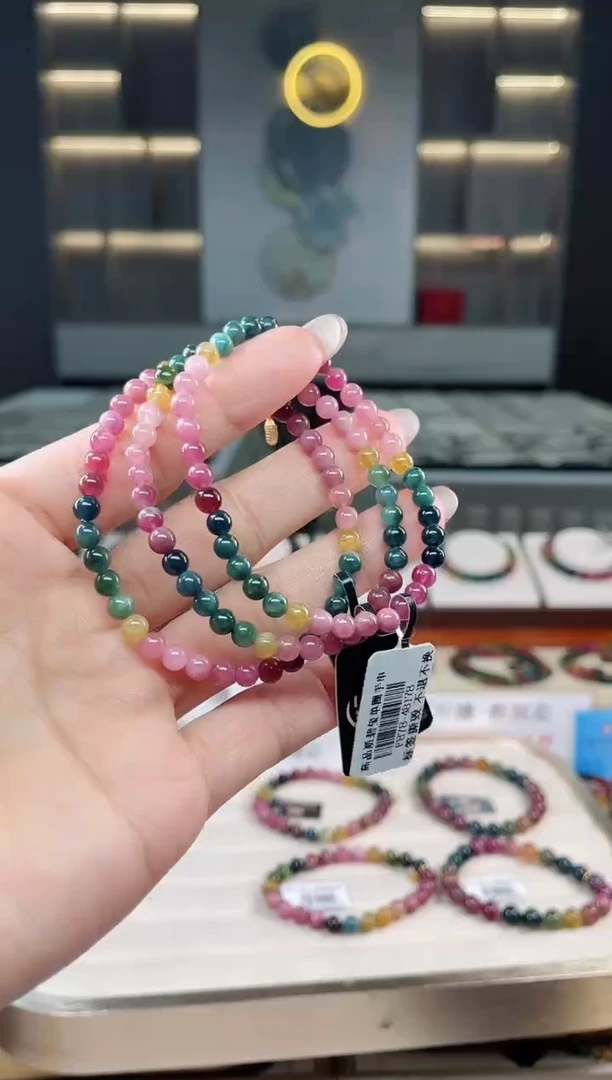 未镶嵌老矿碧玺单圈手串4mm+碧玺（多样性发一条）T