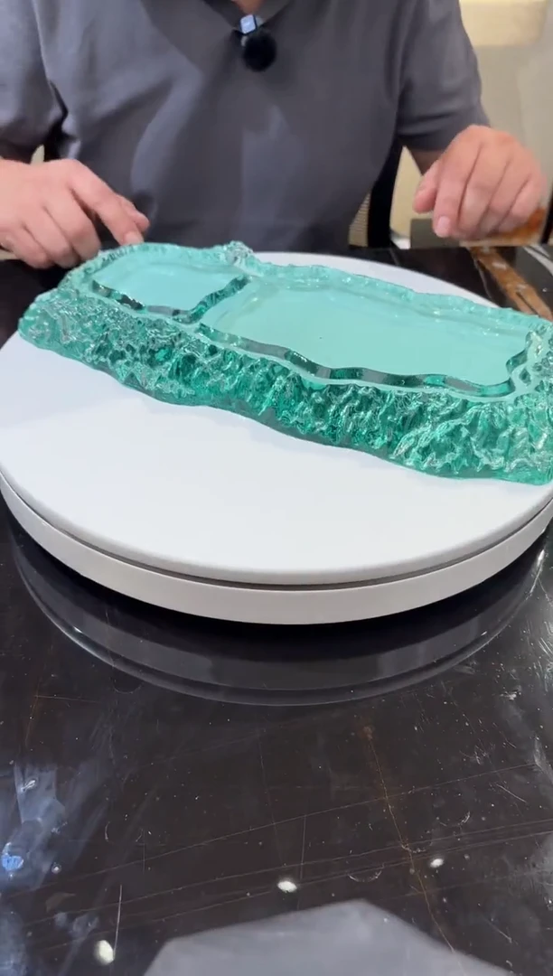 摆件CS0103052湖水绿山河小茶盘