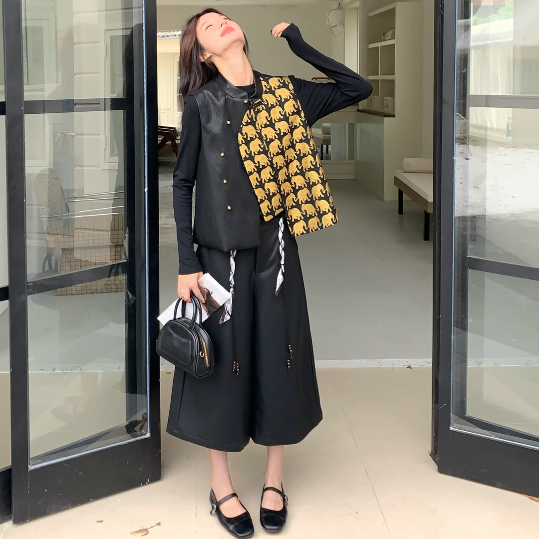 2025年秋季新款皮马甲+阔腿裤
