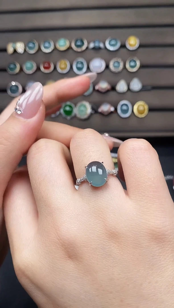 银S925镶嵌戒指翡翠37887