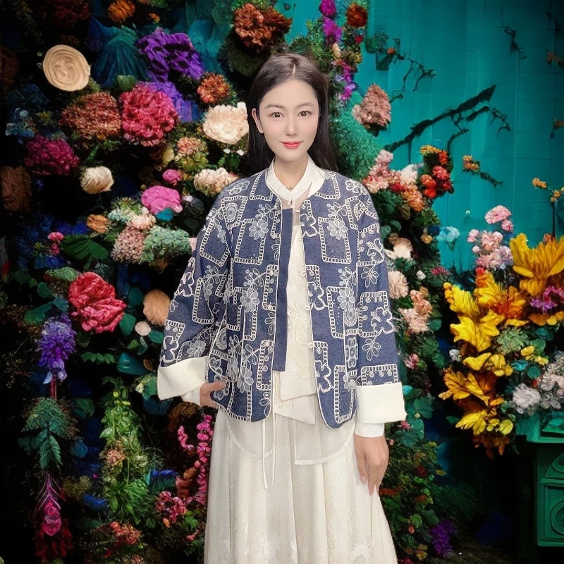 浒城古娘国风中式立领精致百搭春夏季宽松修身女外套WB2504598