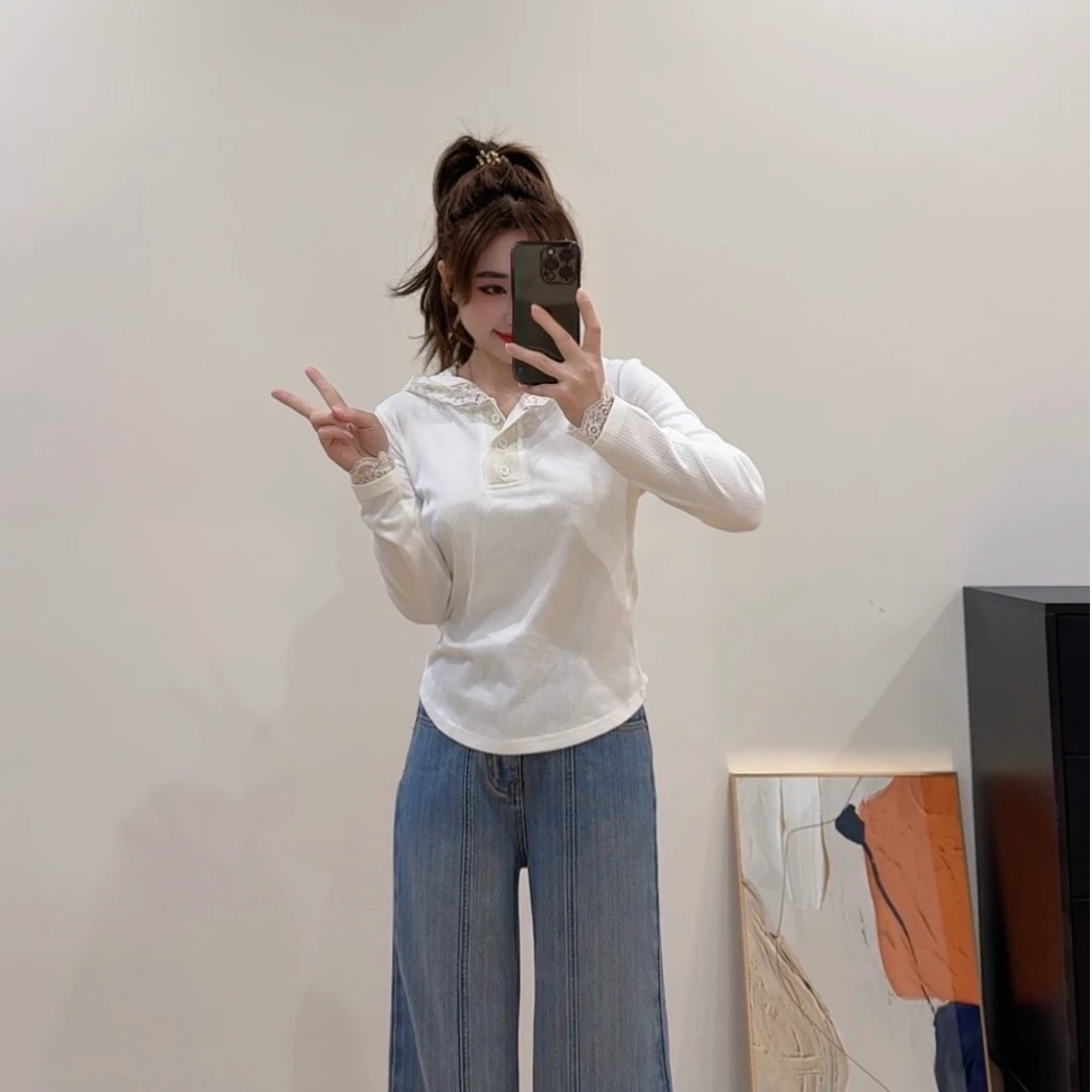 奈奈妮【柏林少女】长袖T恤显瘦百搭休闲时尚修身设计感8789