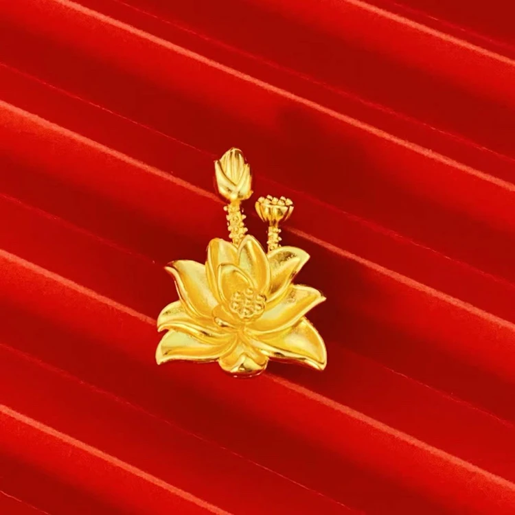 合金吊坠 铜合金吊坠时尚轻奢百搭不掉色荷花吊坠