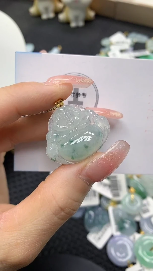 颈饰18K金镶嵌翡翠a货支持复检百元以上9元证书费自理