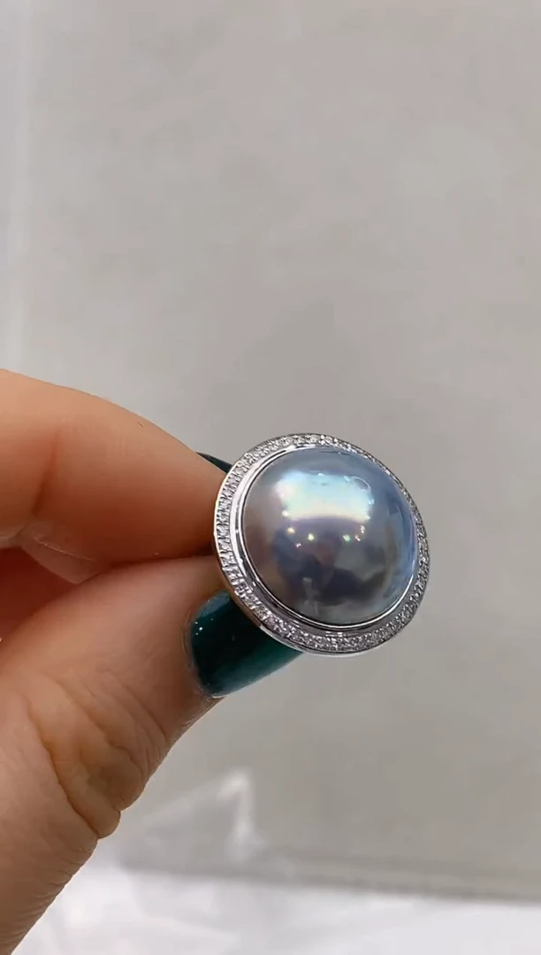 【闪购商品】拼合珍珠（马贝珠）戒指18K金镶嵌223 16-17mm