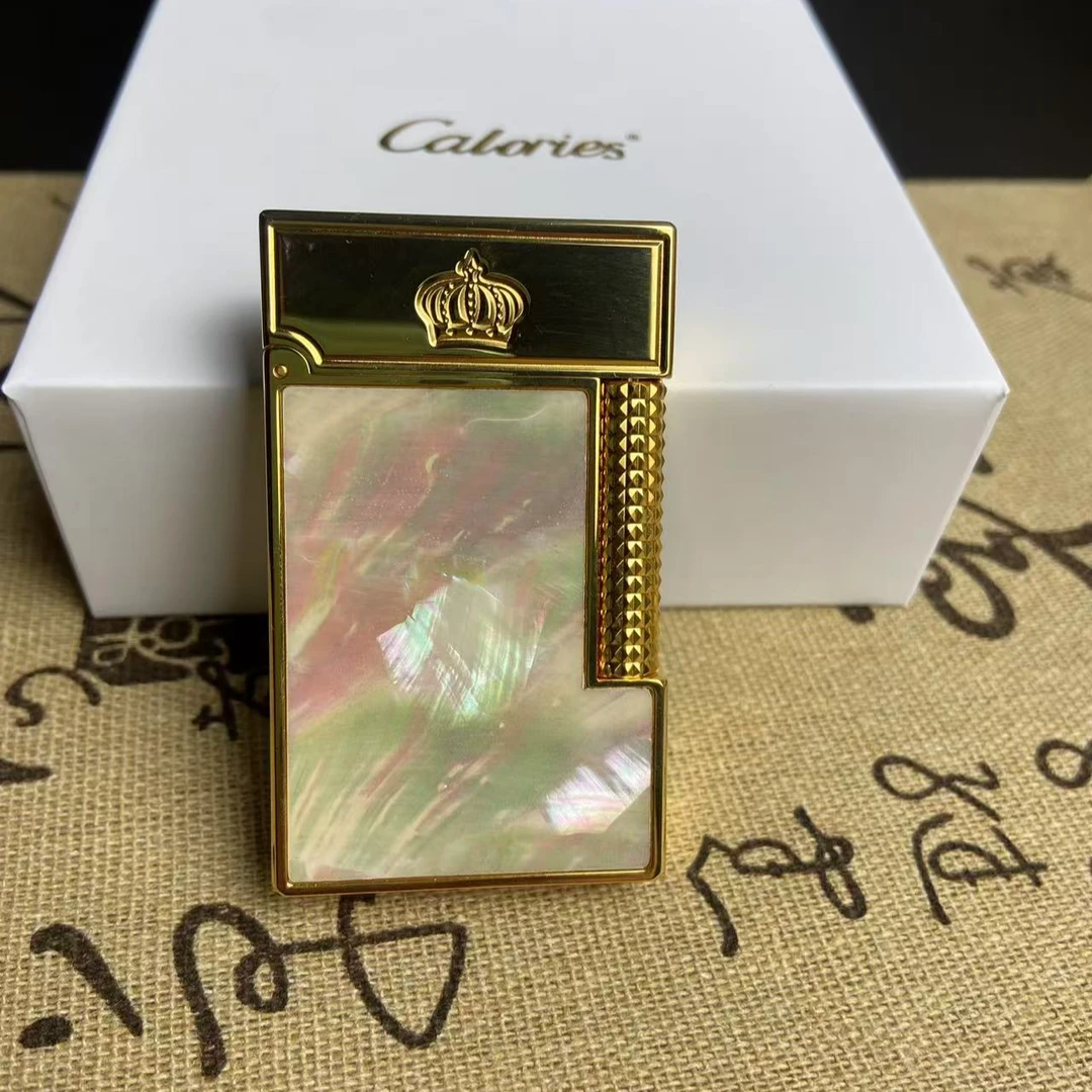 calories侧滑朗声煤油打火机卡路原装贝壳镶嵌纯铜金属打火机礼物