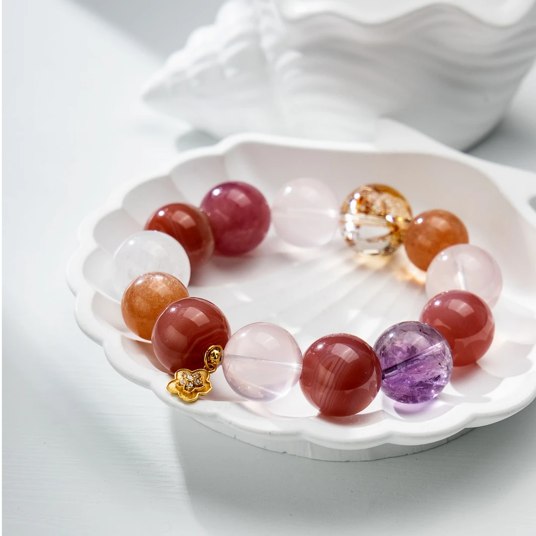 【花绮境】资源认知 疗愈净化 粉水晶紫马粉紫水晶手串-SLQ340