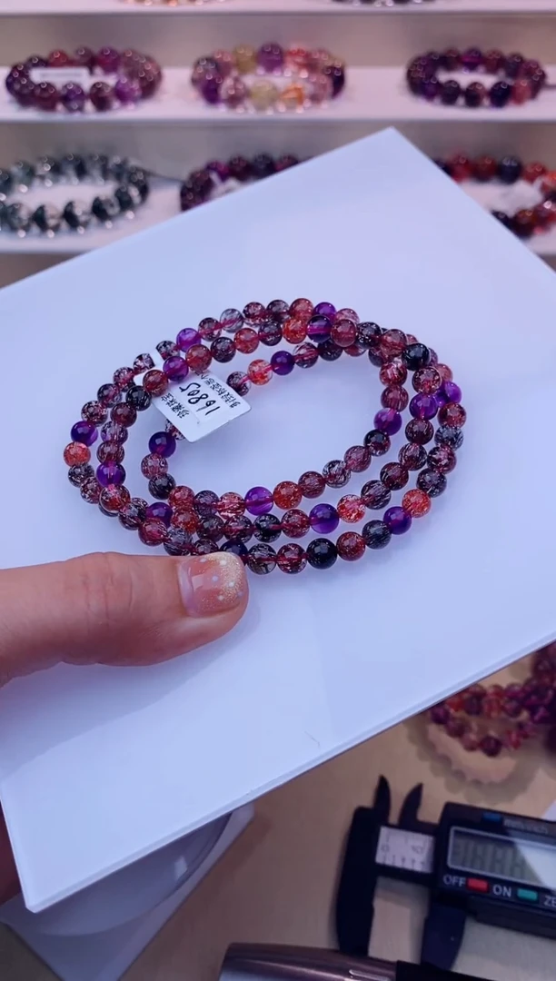 未镶嵌手串水晶黑加仑超七多圈5m+