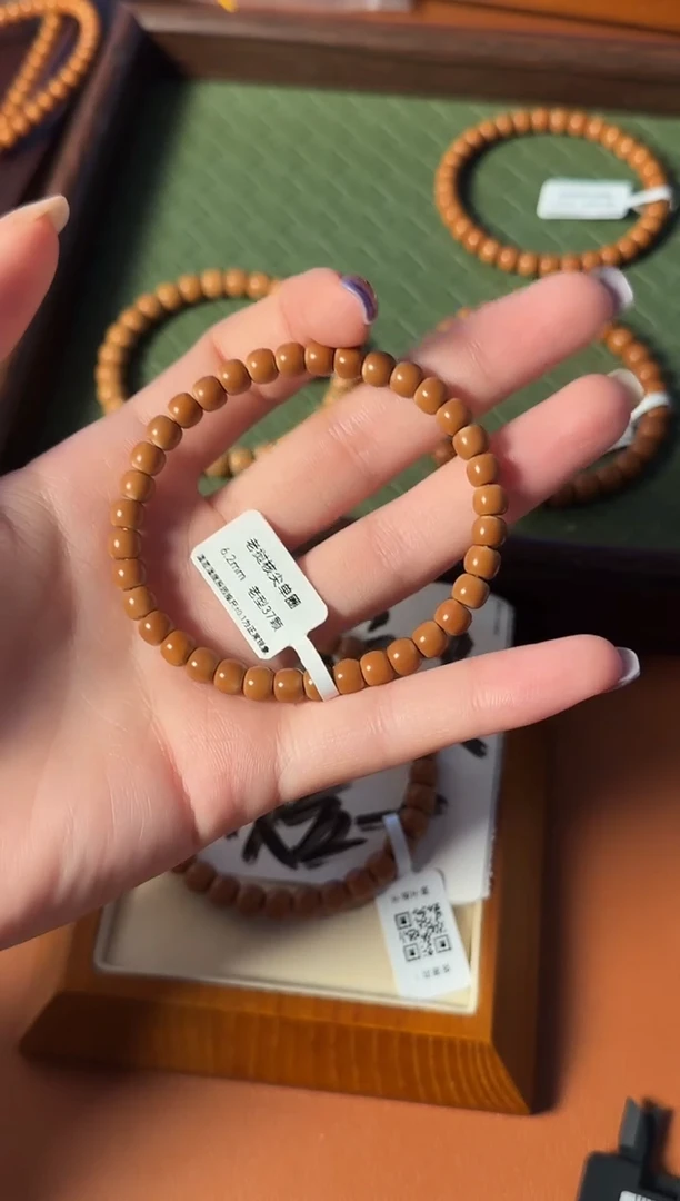 手串橄榄核【168核尖】6.2mm老挝一代核尖老型单圈 正三花倒角白