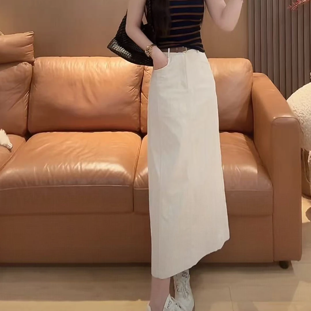 C24 高腰显瘦简约百搭气质直筒半身裙 EC2403