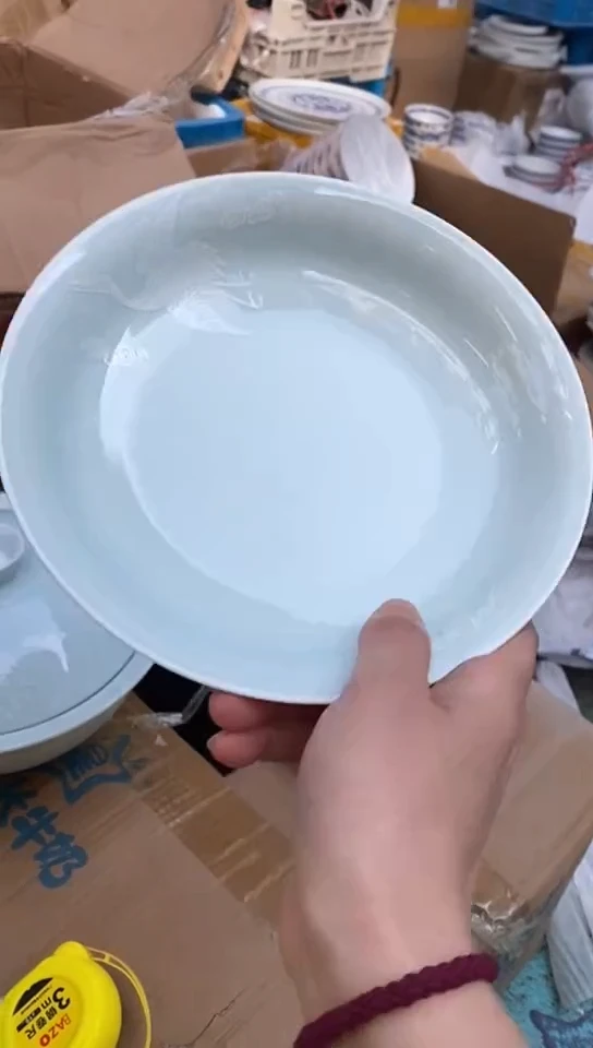 【闪购商品】影青釉堆雕仙鹤8寸窝盘