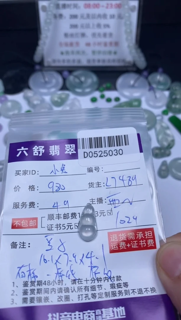 翡翠未镶嵌吊坠(不含链)D0525030