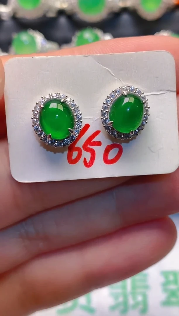 翡翠戒指银S925镶嵌天然