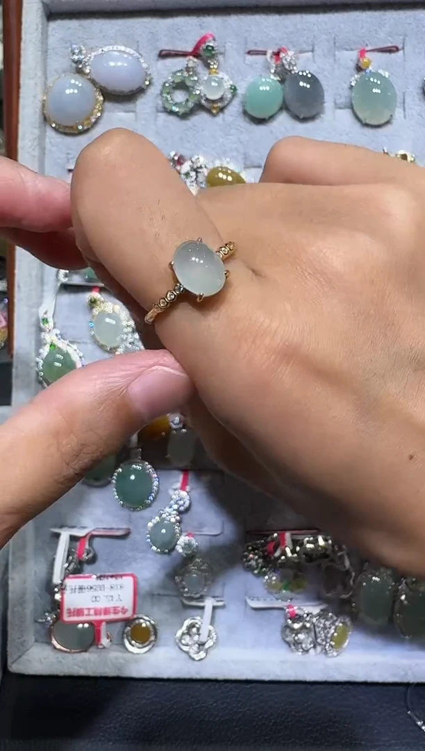 翡翠戒指银S925镶嵌戒指87