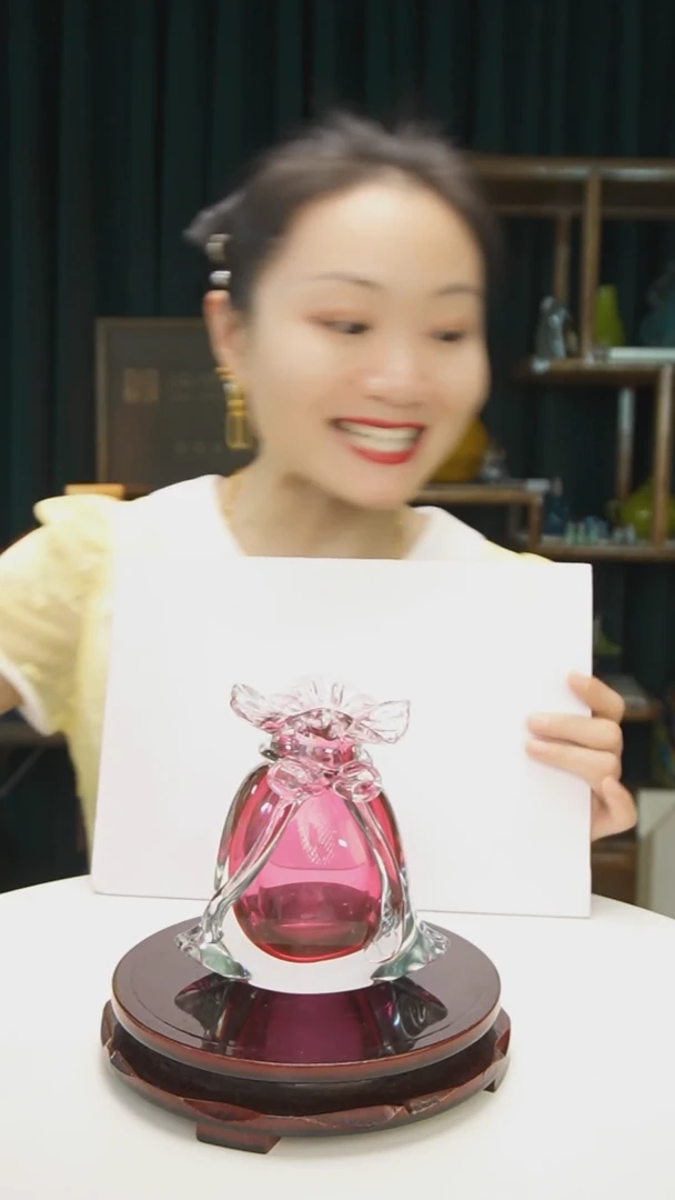 琉璃博山琉璃手工福袋花瓶摆件