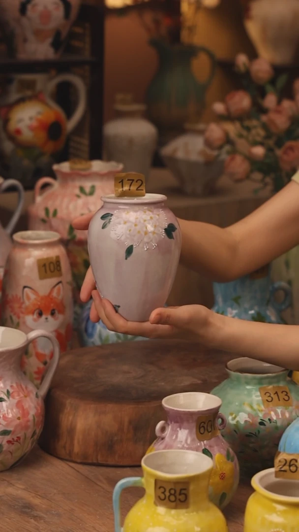 陶瓷172景德镇设计师手作花器摆件侘寂风