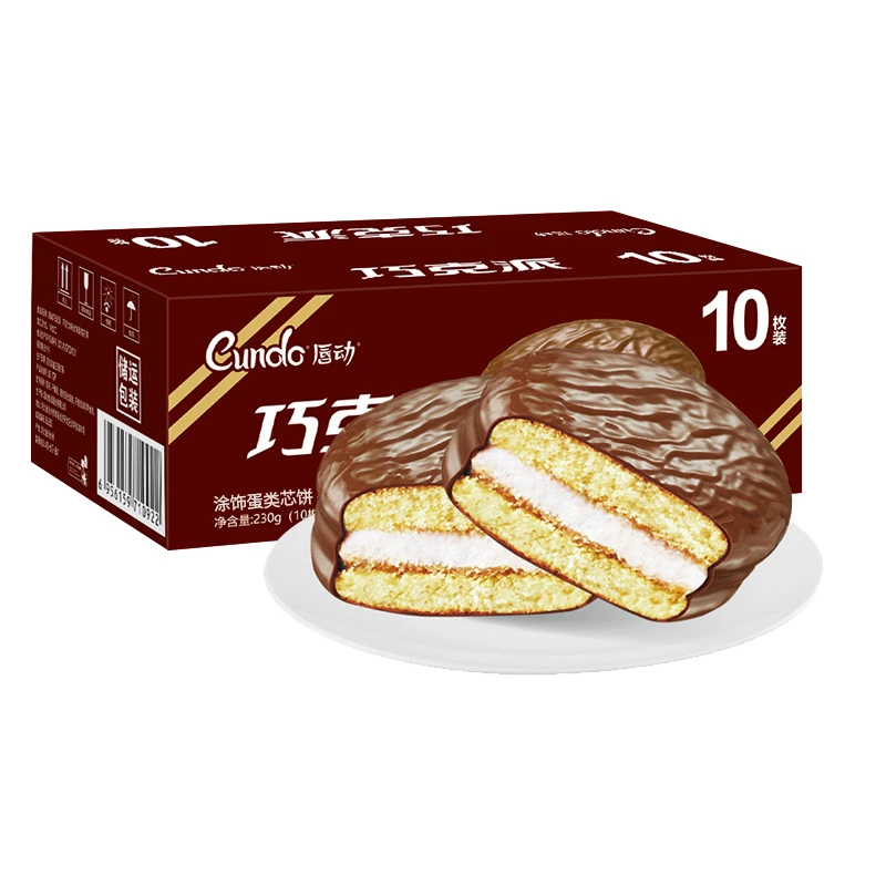 唇动巧克力味巧克派萄萄派香浓方便早餐追剧零食230g整箱装